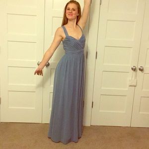 Powder blue formal dress with buttons